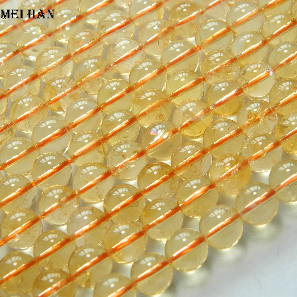 

Meihan Free shipping (44 beads/set/45g) natural 9-9.5mm Clear Citrine smooth round beads for jewelry making design or gift
