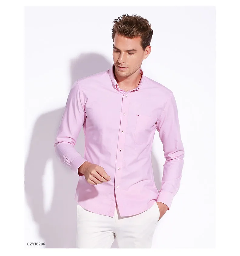 Caiziyijia хлопковая рубашка с длинными рукавами для мужчин дизайнерская оксфордская однотонная Повседневная рубашка брендовая кнопка для одежды вниз Camisa Masculina