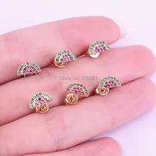 10 пар Милые проложенные CZ цирконий в форме арбуза золотые серьги гвоздики маленькие серьги из кубического циркония ювелирные изделия для девочек