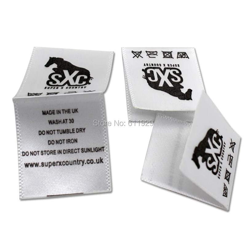 

free shipping satin printed label with cut and fold/garment care label/clothing washing labels/tag printing/washing signs