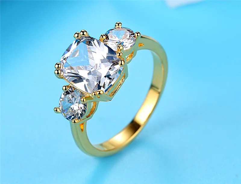 Simple Wedding Crystal 585 Gold Color Rings Engagement Cubic Zircon Ring Fashion New Brand Bijoux For Women Jewelry Anel R446 (4)