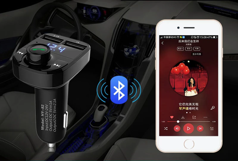 Автомобильный fm передатчик JINSERTA Bluetooth MP3 плеер LED двойной USB 3 1 А быстрое зарядное