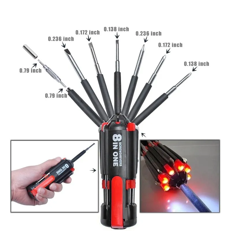 MPT-8In1-Multi-Purpose-Hand-Tools-Universal-Screwdrivers-LED-Torch-Light-Up-Repair-Precision-Household-MiNi