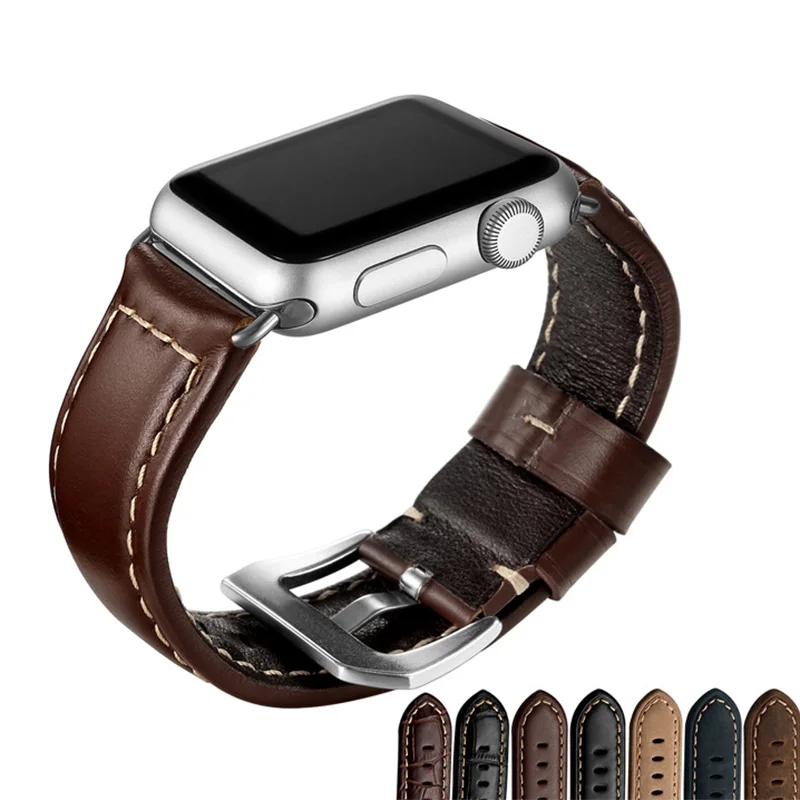 

Genuine Leather Band For Apple Watch 4 Band Sport loop Bands High iWatch 4 3 2 1 42mm Band40mm 42mm 38mm 44mm band