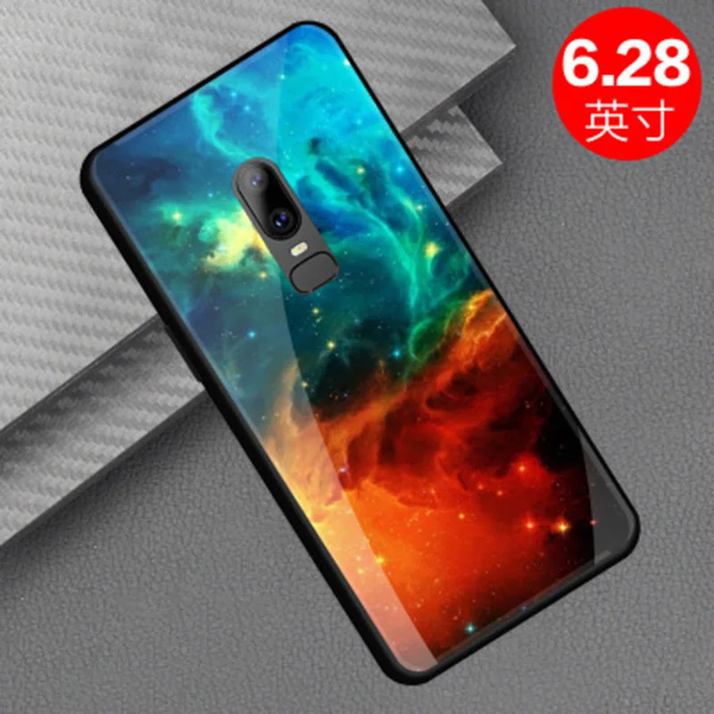 Для Oneplus 6 чехол 1 + чехлы для телефонов звездное небо закаленное стекло Oneplus6