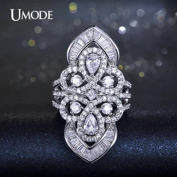 

UMODE Vintage Gorgeous Crown Engagement Wedding Rings for Women With Multi-shaped Cubic Zirconia White Gold Color Jewelry UR0206