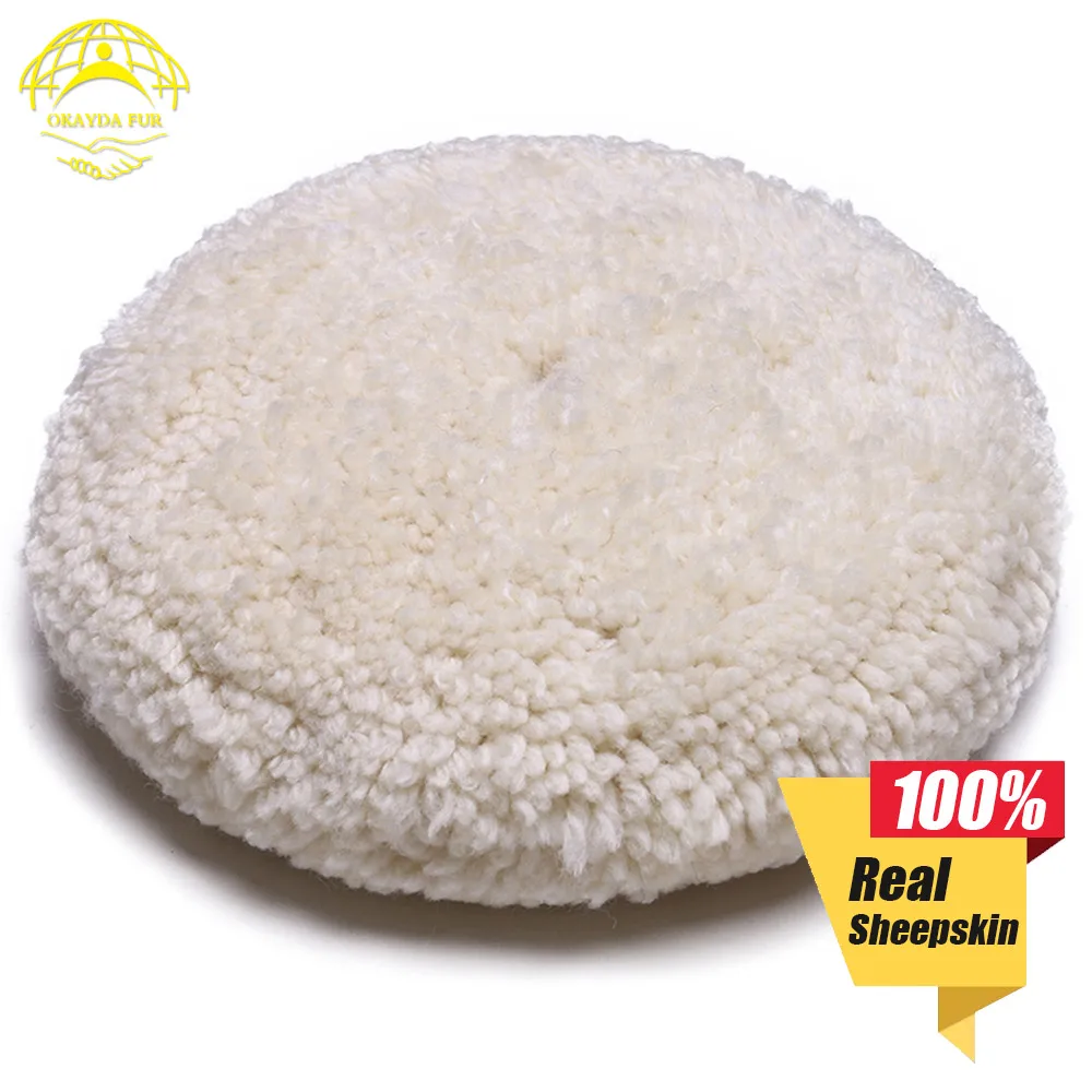 

OKAYDA Polishing pad buffing Double sided lambs sheepskin wool for Car paint grinding Waxing Buffing Adhesive Car Polisher 180mm