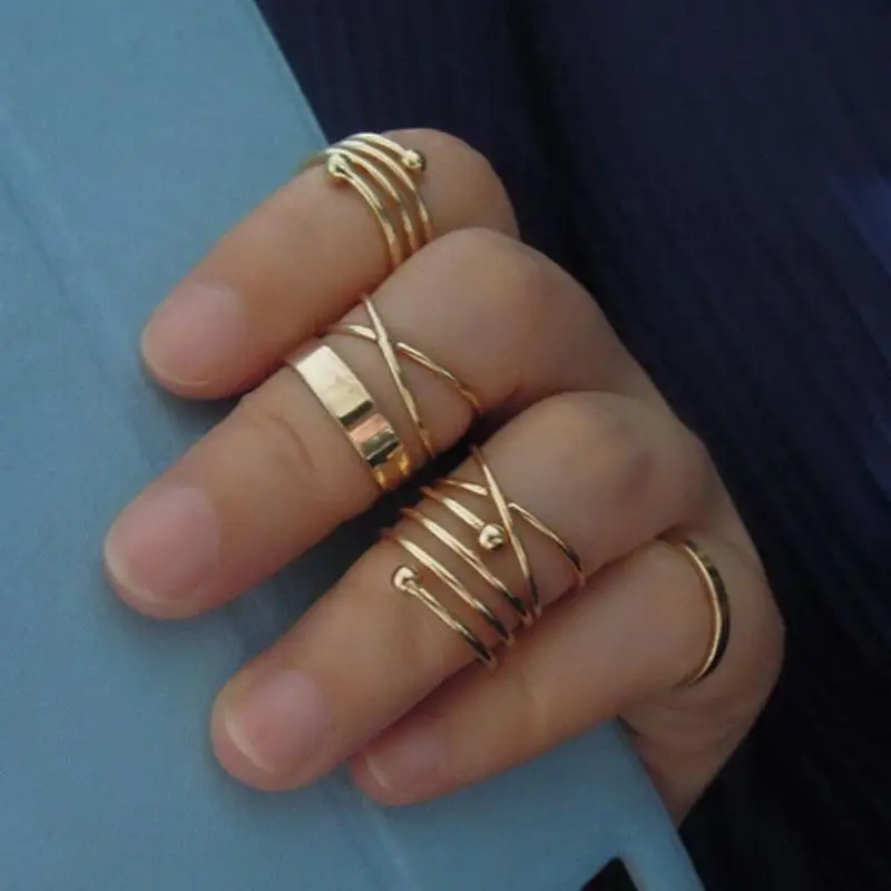 Women's Finger Rings Set 6Pcs Different Design Midi Above Knuckle Joint