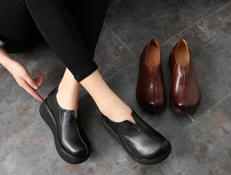 AIYUQI женская обувь на платформе; Новинка года; женская обувь из натуральной кожи; женская обувь на платформе в стиле ретро