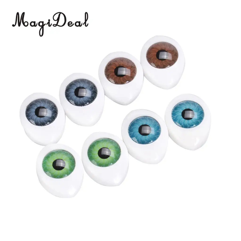 MagiDeal 4 Color 8Pcs Plastic Oval Hollow Back Plastic Eyes for Doll Animal Puppet Mask DIY Craft Toys Accessory 8mm