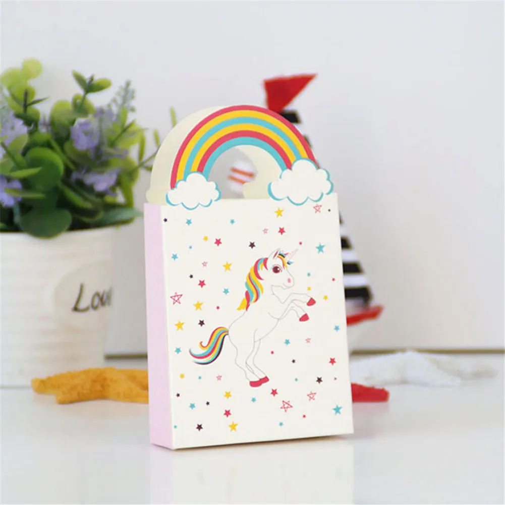 10pcs Kraft Paper Unicorn Gift Bags Wrapping Supplies Gift Bag Sweets and Candy Bar Packing Pouches Party Decoration