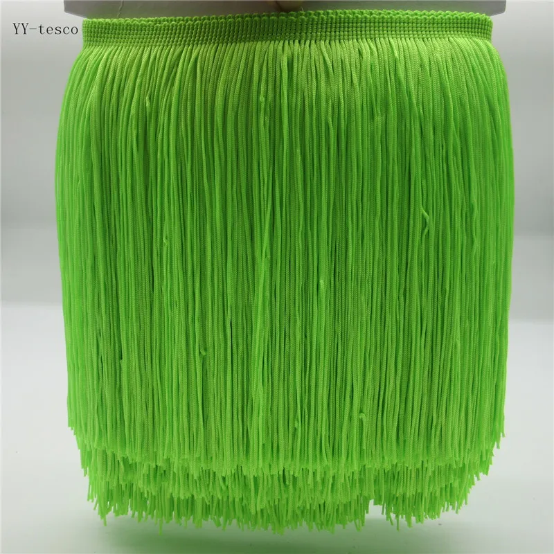 1 ярдов 20 см длинная кружевная бахрома отделка полиэстер кисточка Роза бахрома отделка для Diy латинское платье одежда кружевные аксессуары лента - Цвет: Fluorescent green