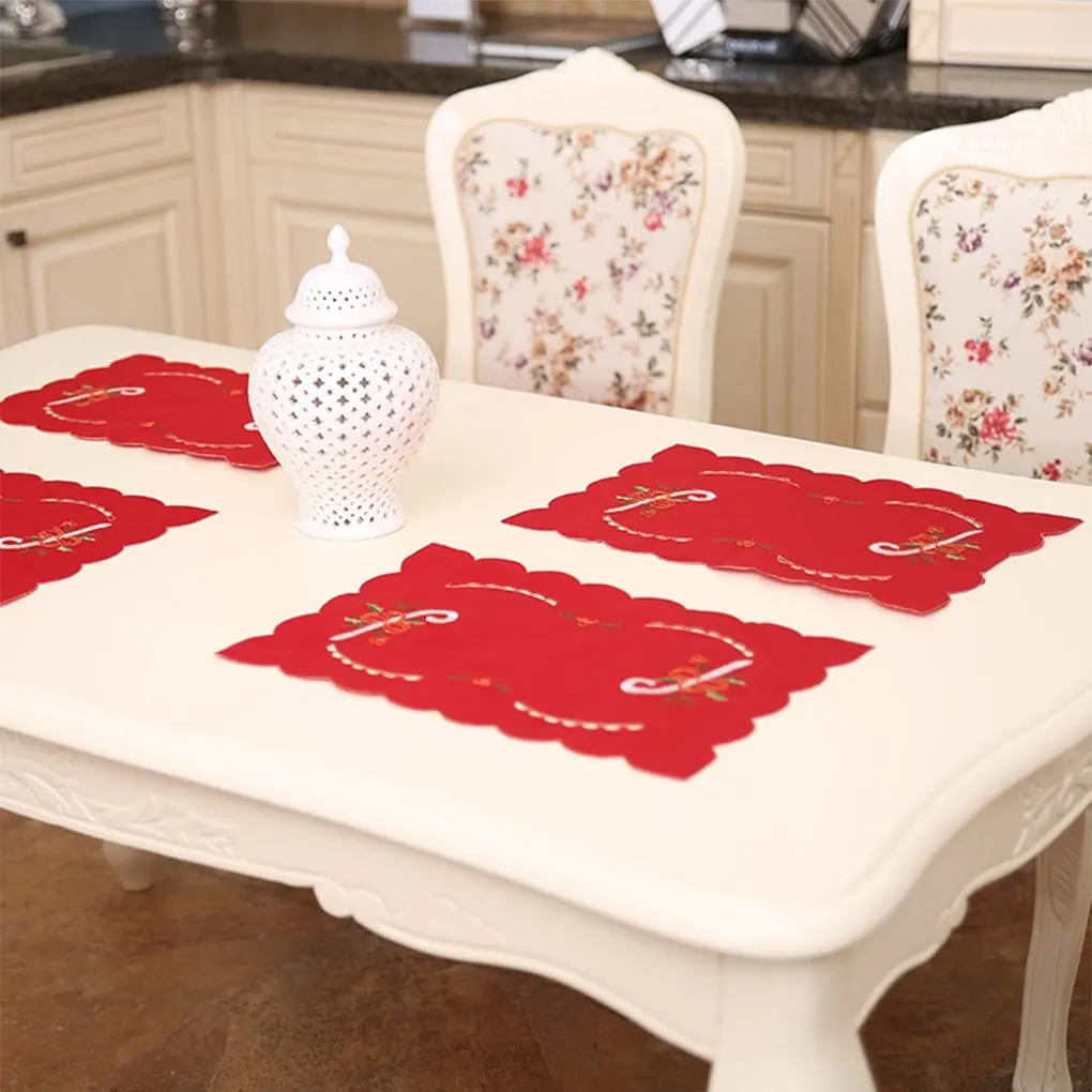 2019 NEW Arrival Embroidery Christmas Dinner Table Mat Table Dish