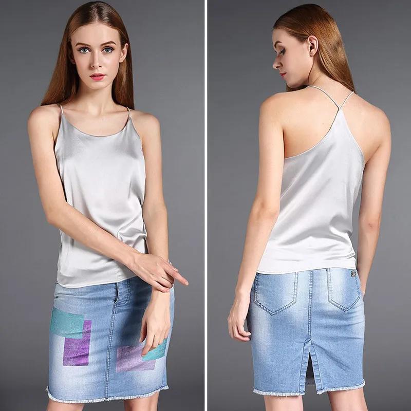 Silk Halter Top Women Camisole 2017 Summer Style Sexy Sleeveless Vest Slim White Crop Top Women Camis Roupas Femininas 3XL17