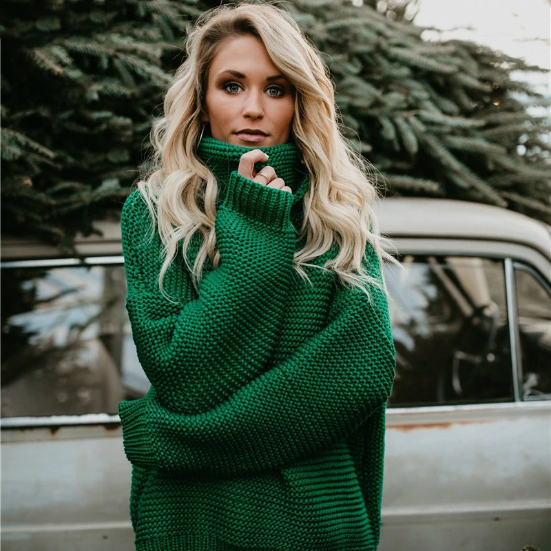 

Pullover Women's Jumper Turtleneck Sweater Female Jumper Women Warm Sweater thick Winter Cable Knitted Oversized Sweater