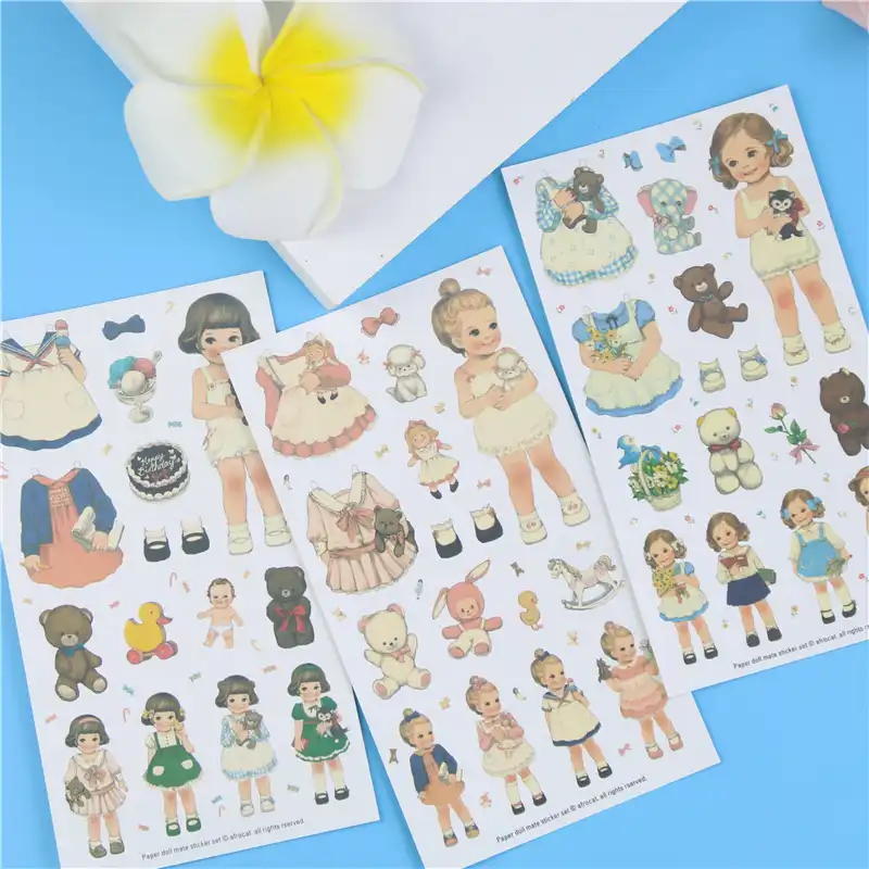 6 Pcs Pack Free Shipping Cute Stickers Paper Girl Combination
