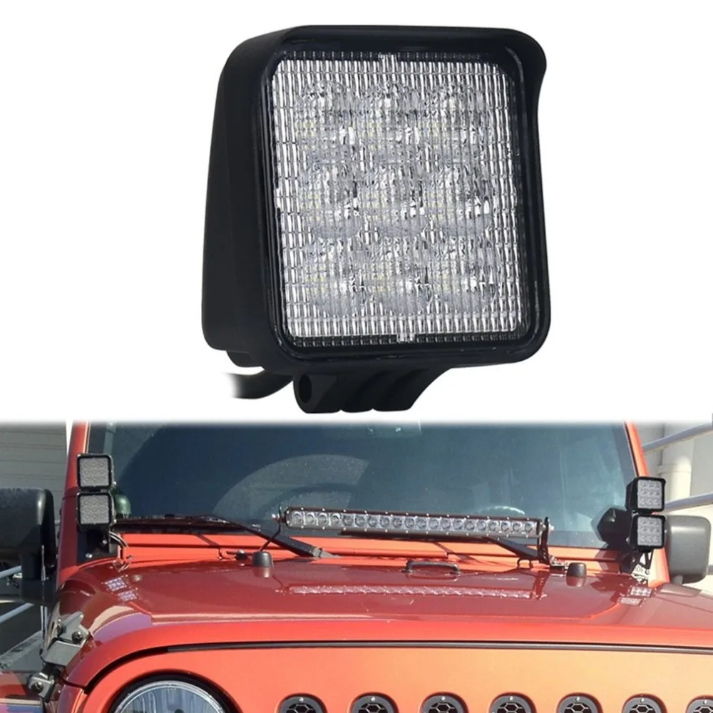 2pcs 27W Car Headlight with Visor Waterproof Auxiliary Work Light Day