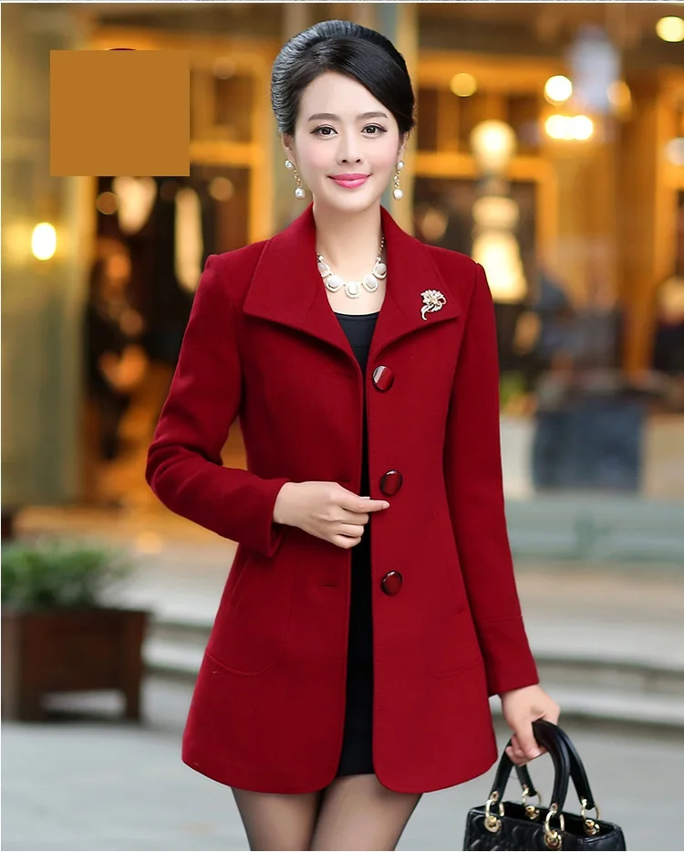 UHYTGF женское осенне-зимнее шерстяное пальто с длинным квадратным воротником, тонкое женское пальто большого размера, шерстяное пальто с длинными рукавами для женщин 676