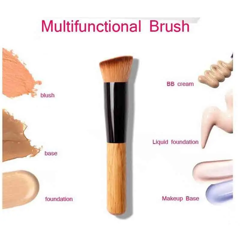 

1Pcs Cosmetic Makeup Brushes Oblique Ash Wood Handle Liquid Foundation Makeup Brush Powder Brush Makeup Tool B01009