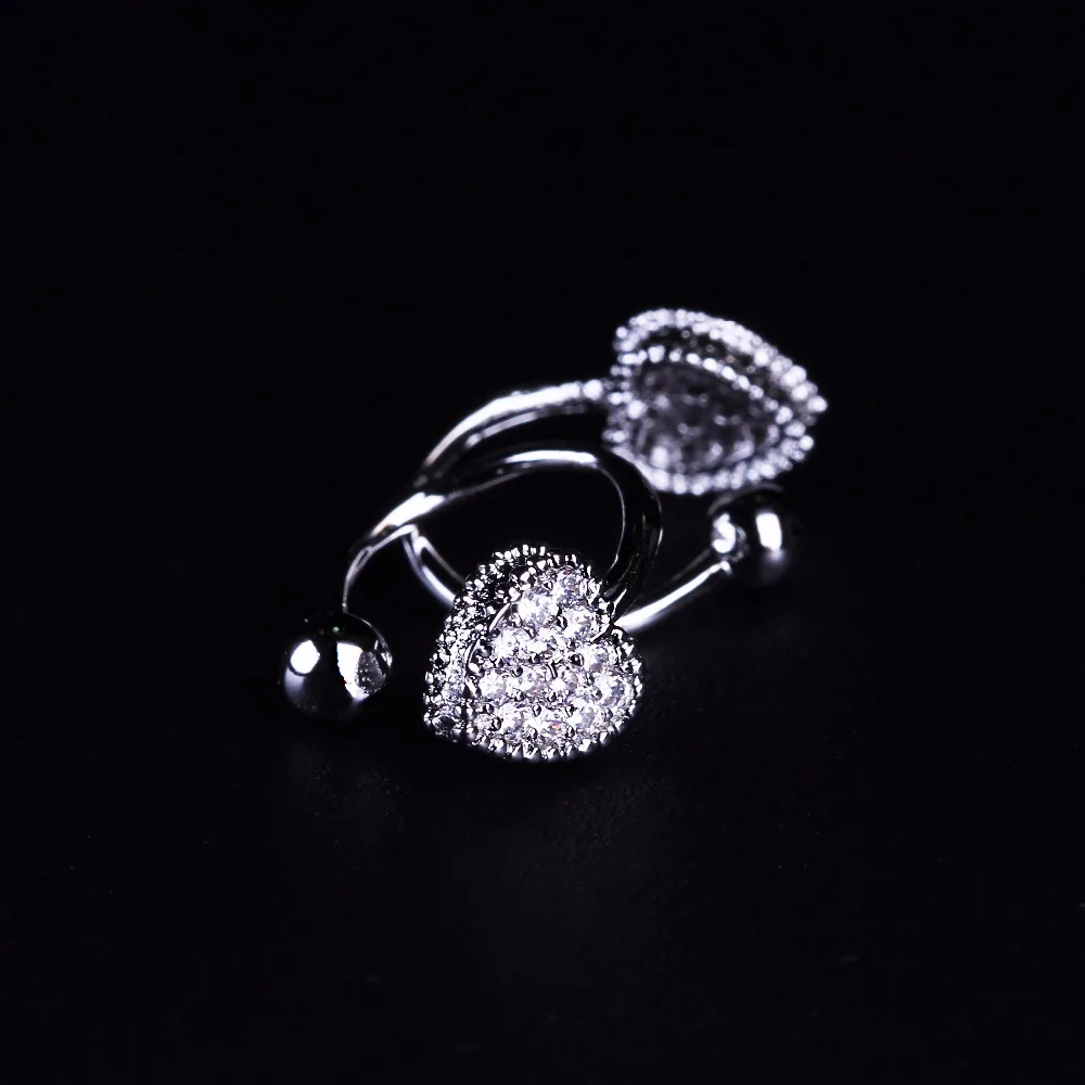 

Heart Shape Cuff Earrings no Pierced Earrings Black Cubic Zirconia Clip Earrings for Women Fashion Jewelry Gift EWX066