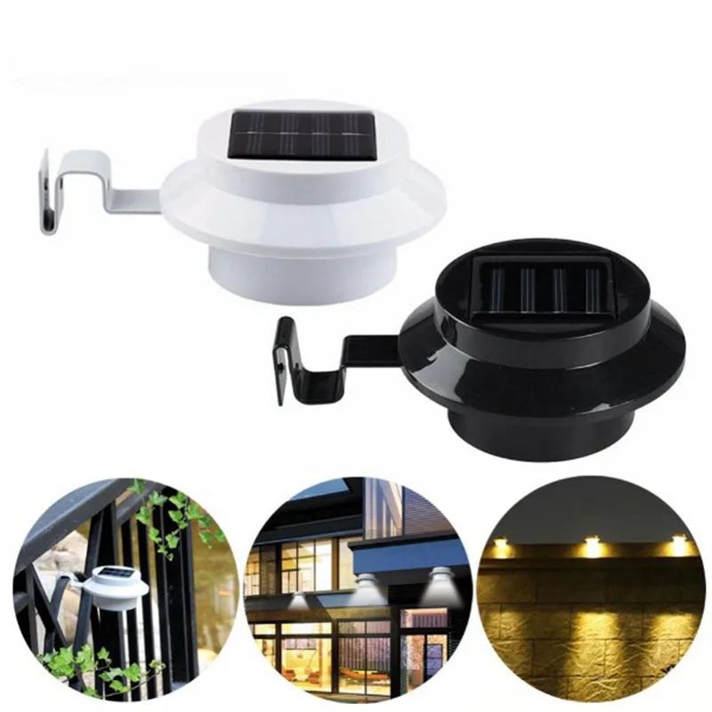 3LED Bulbs Wall Lamp Led Solar Light Outdoor Garden Porch Lights Farm Waterproof Sink Pathway Lamps For Driveways Fence Home