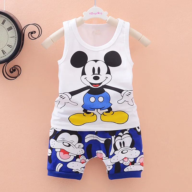 

Newborn Outfit Baby Boy Clothing Unisex Infant Sets Girl Summer Clothes Cartoon Sleeveless Vest + Shorts 2PCS Kids Tracksuits