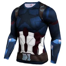 Мужская компрессионная рубашка супергерой Супермен Капитан Америка Железный человек 3D футболка брендовая одежда Фитнес Мужская футболка с длинным рукавом