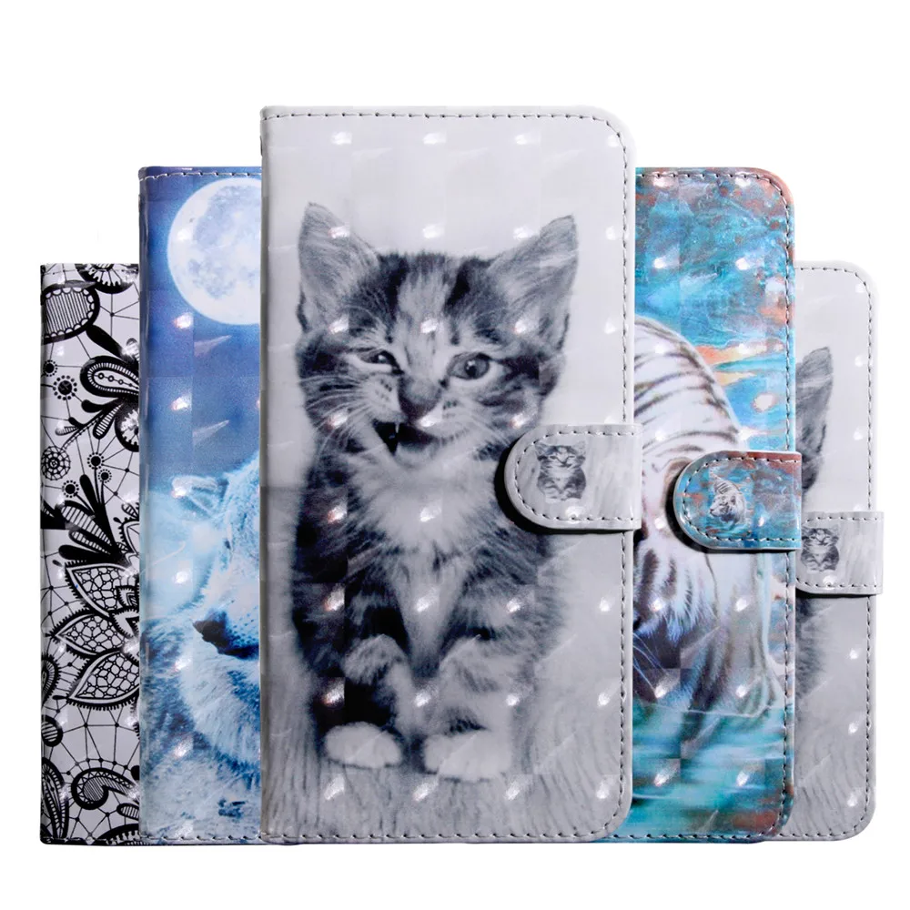 

For Xiaomi Mi 8 Lite Case 3D Painting Flip Case For Xiaomi Mi 8 Lite Cover PU Wallet Leather Case Protective Cover