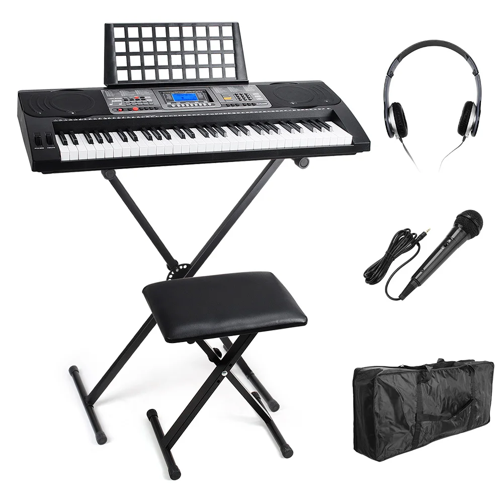 

61 Keys MK-816 USB-MIDI(APP) Electric Lighting Keyboard Piano Digital with Stand, Bench, Microphone, Headphone, Keyboard Bag