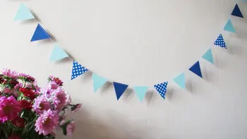 

Nursery decor for kid's Blue Flag paper 10ft banners , Boy's Birthday decoration, Party Blue garland, Baby shower, Photo prop