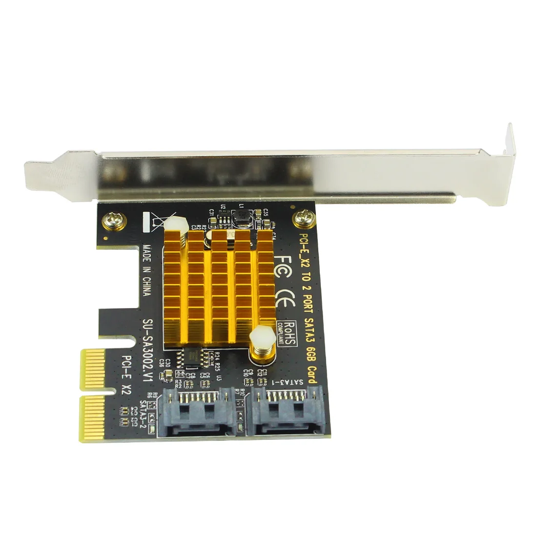 PCI-E PCI Express SATA3.0 SATA 3 III 6 Гбит/с 2 Порты контроллер карты расширения адаптер с низкий профиль кронштейн радиатора
