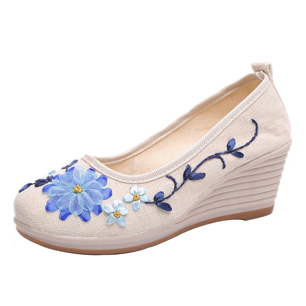 YOUYEDIAN/Женская обувь в национальном стиле; льняная обувь с вышивкой; Повседневная обувь escarpins femme;# A25