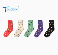 Topchild Модные Носки с рисунком котенка узор носки с вышивкой Цвет Соответствующие для мужчин для отдыха и спорта унисекс повседневное