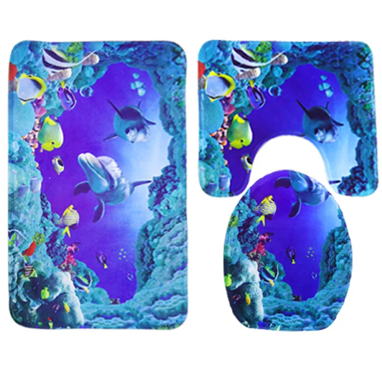 45 75cm 50 80cm Dolphin Printed 3 Pieces Polyester Non Slip Bathroom 45 75cm 50 80cm Dolphin Printed 3 Pieces Polyester Non Slip Bathroom Carpet And Toliet Rugs Water Absorption Mat Set In Bath Mats From Home