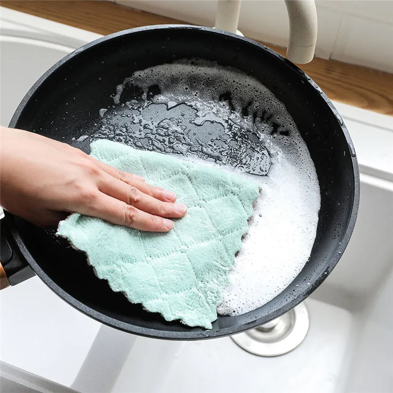 

Nonstick Oil Coral Velvet Towels Kitchen Dishclout Cleaning Cloth Super Absorbent Microfiber Cleaning Towel Dish Washing Cloth