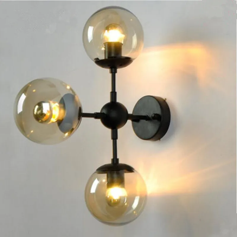 

Nordic Modern LED Wall Lamp Glass Ball Bathroom Mirror Beside American Retro Wall Light Sconce Wandlamp Aplique Murale