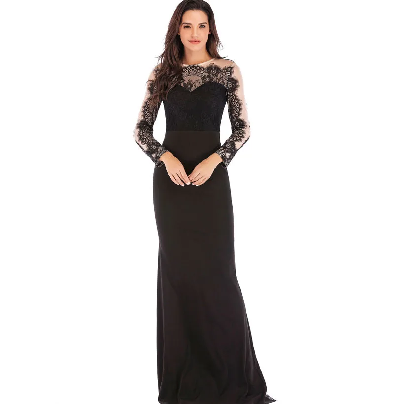IDress High Quality Lace Embroidery Evening Dress Long Sleeve Charming Robe Longue Femme Long Dress for Wedding Party for Woman (9)