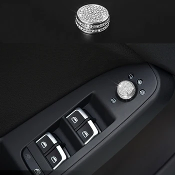 

Silver Gold Diamond Style Drive Door Button Switch Case Cover Interior Trim For Audi Q3 15-17