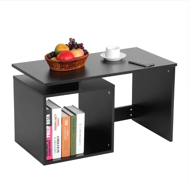 Минималистичный современный журнальный чайный столик столы для гостиной Высококачественная древесностружечная плита с основанием полка для хранения чайный столик - Цвет: Черный