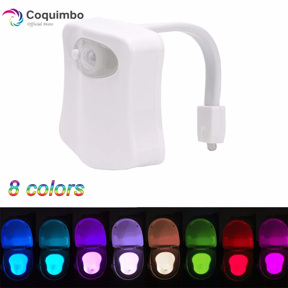 

Motion Sensor USB Rechargeable Toilet Seat Lighting 8 Color Light Sensitive Toilet Light Built In Battery For Any Toilet Bowl