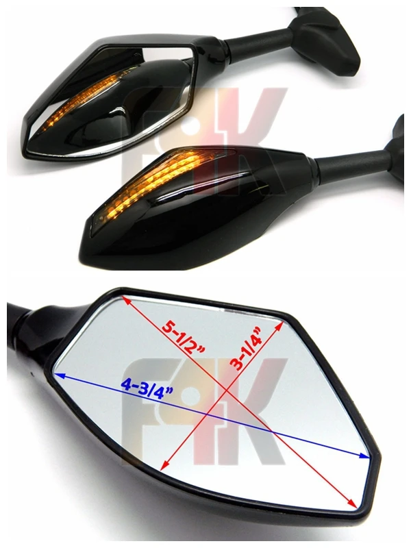 Free Shipping Black Motorcycle Led Turn Signals Rearview Mirror For