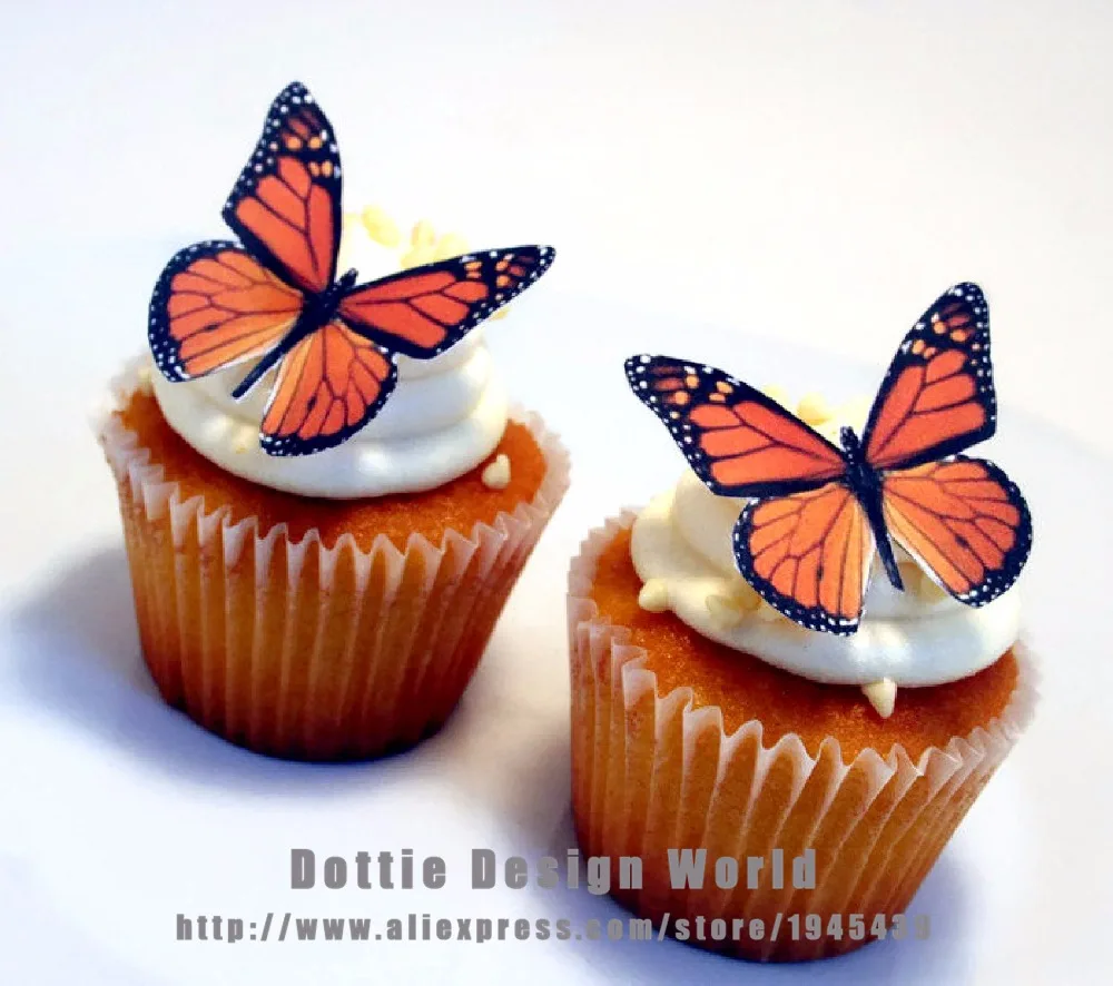 

25 Big mixed Brown Butterfly Edible cake topper wafer rice paper cupcake topper Birthday Wedding cake decoration party supply