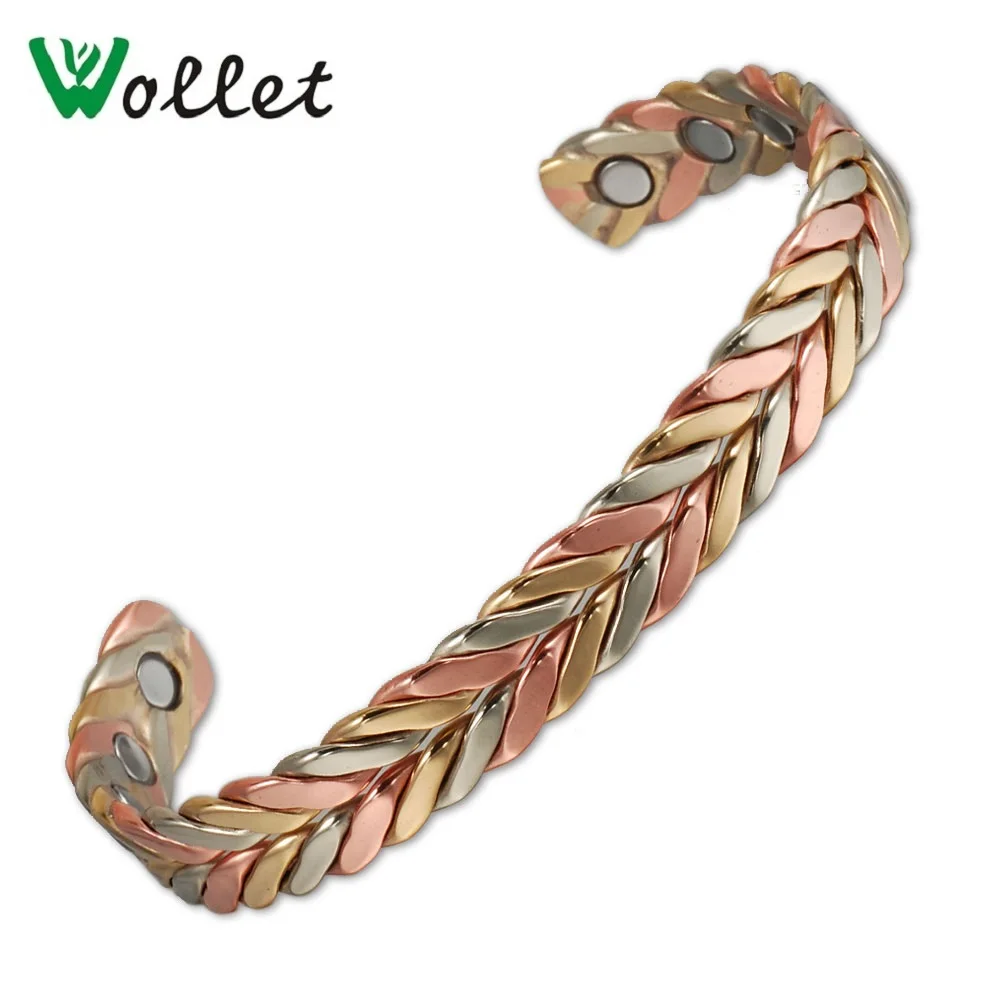 

Wollet Jewelry Set Magnetic Pure Copper Bracelets Bangle Ring for Men Women Anti Arthritis with 6 Magnets Pain Relief