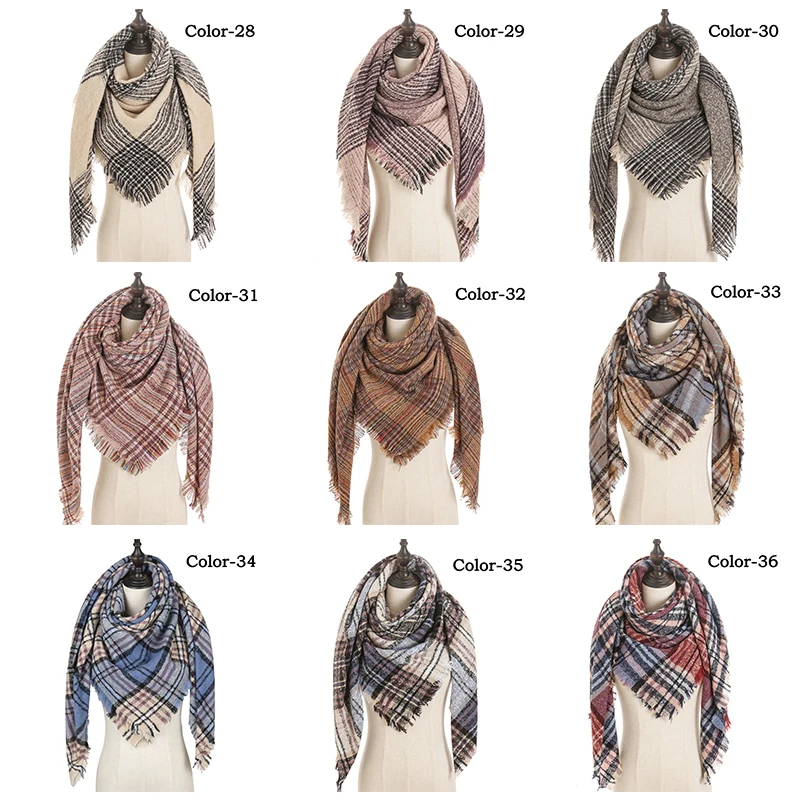 2021 new Cashmere Scarf For Women Plaid Knitted Triangle Pashmina Winter Warm Shawl Wraps Bufanda Female Soft Neck Echarpe