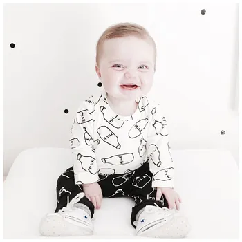 

2016 Newborn New Brand Baby Boy Clothes Baby Clothes Pattern Letter Milk Long Sleeve Top +Pants 2pcs Bebe Baby Girl Clothing Set