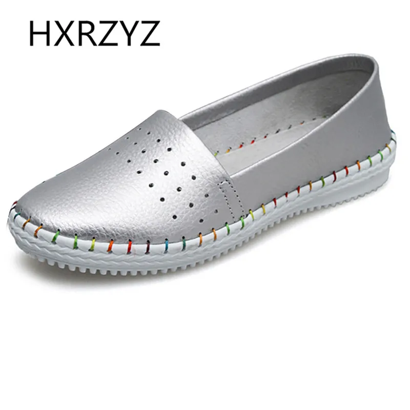 Popular Silver Flat Shoes-Buy Cheap Silver Flat Shoes Lots From HXRZYZ fashion soft leather anti-skid casual flat shoes sother summer autumn round toe slip - Popular Silver Flat Shoes-Buy Cheap Silver Flat Shoes Lots From