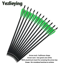 Охота 6/12/24 шт. 18 дюймов Высокое качество углерода стрелка 8,8 мм Охотный арбалет с употреблением желтого зубчика-болт зеленого и белого цветов мениска лезвие на открытом воздухе