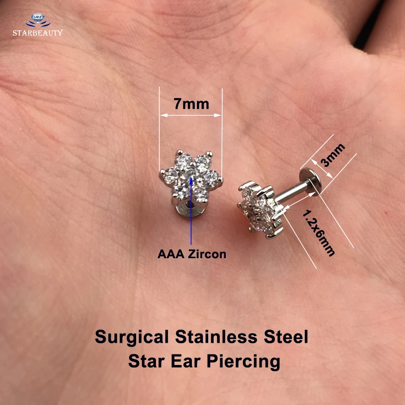 2 pcs/lot 16G Star Helix Cartilage Earrings Stud Ear Lip Piercing Oreja Clear Gem Paved Tragus Piercing Earring Pircing Jewelry - Image 2