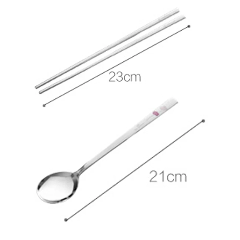 CHANOVEL 2 PCS/SET 304 Stainless Steel Set Korean Chop sticks and ladle Scoop Table ware Sets Kids Dinnerware Set with gift bag CHANOVEL 2 PCS/SET 304 Stainless Steel Set Korean Chop sticks and ladle Scoop Table ware Sets Kids Dinnerware Set with gift bag