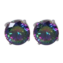

Rare style Multi Topaz round style 18k white gold plated Stud Earrings for women anniversary gift Fashionl Jewelry JE762A